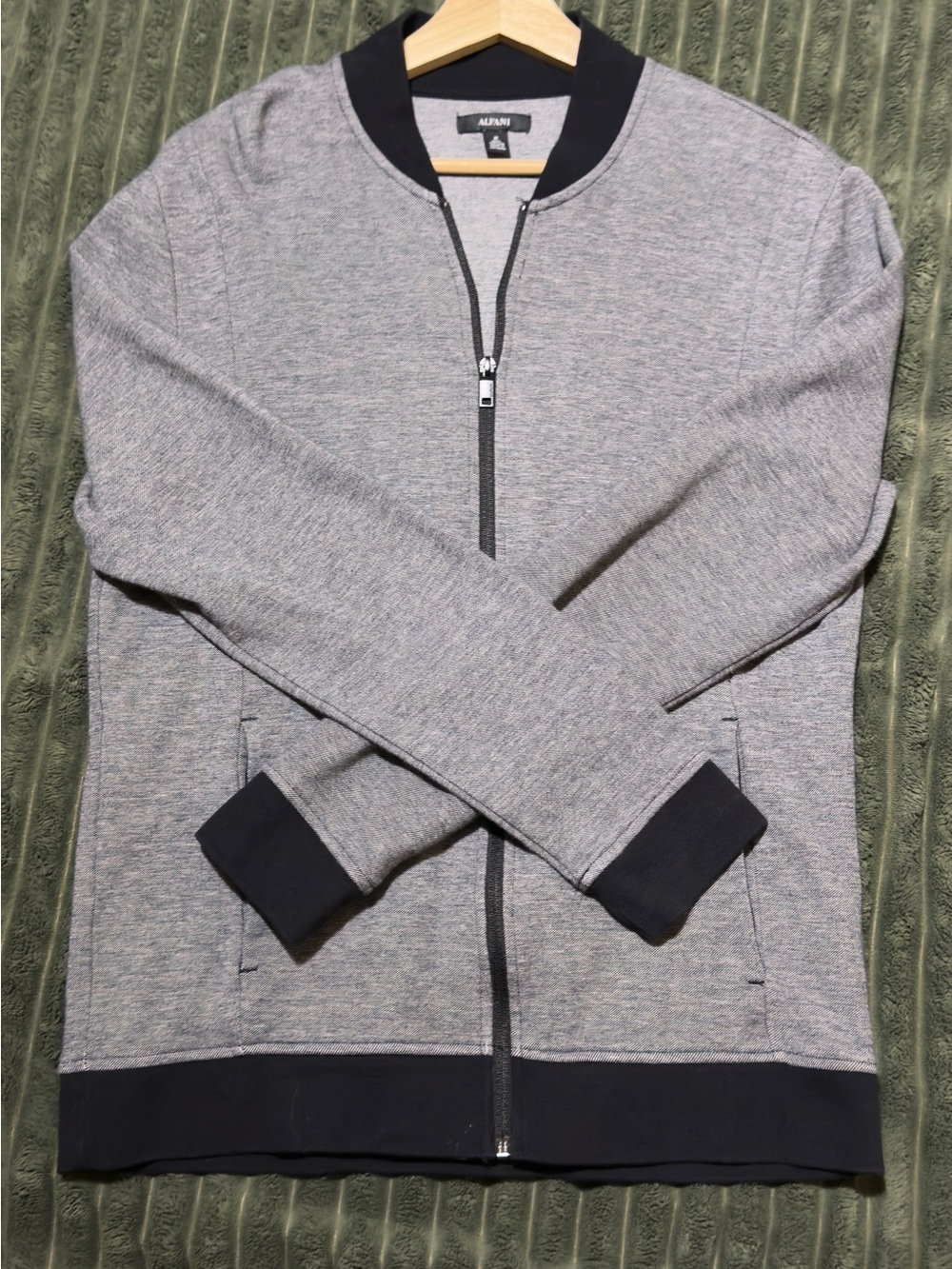 Alfani Men’s Gray Zip-Up Sweater with Black Trim